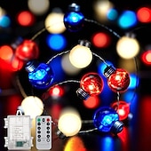 abordables Guirlandes lumineuses à piles-Guirlandes lumineuses à led 4m/10ft 40led décorations rouge blanc bleu guirlande lumineuse à piles fil de cuivre décorations patriotiques