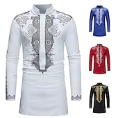 preiswerte afrozentrische Mode-Herren Hemd Moderne afrikanische Outfits Afrikanischer Druck Dashiki Maskerade Erwachsene Hemd Party