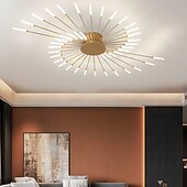 Недорогие Потолочные светильники-современный потолочный светильник, простой в установке, потолочный светильник для скрытого монтажа, люстра с акриловым абажуром, для детской комнаты, спальни, гостиной, нейтральный свет в форме цветка 4000k (черный / золотой, 42 головки)