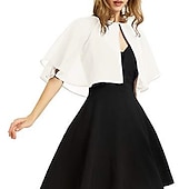 cheap Wedding Guest Wraps-Black Cape Shawl &amp; Wrap Women&#039;s Wrap Bolero Simple Sleeveless Chiffon Wedding Guest Wraps With Pure Color For Party Evening Spring &amp; Summer dress to impress