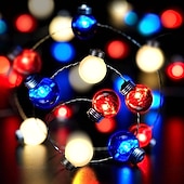 abordables Guirlandes lumineuses à piles-Guirlandes lumineuses à led 4m/10ft 40led décorations rouge blanc bleu guirlande lumineuse à piles fil de cuivre décorations patriotiques