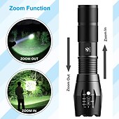 preiswerte Taschenlampen-LED-Taschenlampe ultrahelle Taschenlampe l2 / v6 Campinglicht 5 Schaltmodi wasserdichtes zoombares Fahrradlicht Verwendung 18650 Batterie