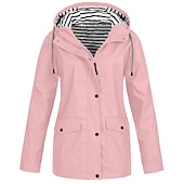 economico giacche casual-Per donna Giacca con cappuccio Essenziale Cerniera Tasche San Valentino Poliestere Cappotto Inverno Autunno Primavera blu navy Nero Rosa Cerniera Felpa Standard S M L XL XXL XXXL / Impermeabile