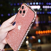 abordables Carcasas iPhone-teléfono Funda Para iPhone 14 13 12 11 Pro Max Mini X XR XS Max 8 7 Plus Funda Trasera Marco Antigolpes para mujer niña Brillo ostentoso brillante Antigolpes TPU Brillante Metal