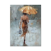 cheap People Paintings-Handmade Oil Painting Canvas Wall Art Decoration Figure Portrait Woman With Umbrella for Home Decor Rolled Frameless Unstretched Painting
