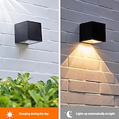 abordables Aplique de pared para exterior-2 uds., luces solares de pared, luz de valla exterior para jardín, patio, balcón, patio, villa, porche, decoración de patio, lámpara de pared impermeable de ambiente