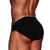cheap Men&#039;s Briefs Underwear-Men&#039;s 1pack Basic Panties Briefs Print Cotton Antibacterial Leak Proof Pure Color Mid Waist Black White