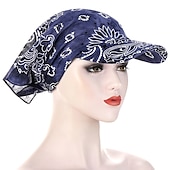 cheap Hats-Women Bandana Scarf Cap Sunscreen Hedging Cap Printed Brim Baseball Cap Colorful Sunshade Hooded Scarf Headpiece Headscarf Baseball Hat