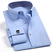 voordelige Overhemden voor heren-Voor heren Overhemd Strijkvrij overhemd Franse manchetoverhemden Shirt met kraag Overhemd met knopen Welving Bruiloft Werk Zwart Wit Blozend Roze blauw Lange mouw Strijkijzer Alle seizoenen Kleding