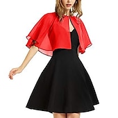 cheap Wedding Guest Wraps-Black Cape Shawl &amp; Wrap Women&#039;s Wrap Bolero Simple Sleeveless Chiffon Wedding Guest Wraps With Pure Color For Party Evening Spring &amp; Summer dress to impress