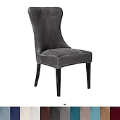cheap Dining Chair Cover-Stretch Armless Wingback Chair Cover Armchair Cover Reusable Wingback Side Chair Velvet Slipcovers Accent Chair Covers for Dining Room Banquet Home Decor