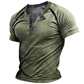 cheap Casual Henley Tee-Men&#039;s Button T Shirt T Shirt Henley Shirt Raglan T Shirt Short Sleeve Henley Summer Color Block Fashion Basic Classic Print Button-Down Street Casual Daily Red Blue Purple Top Tee for Men