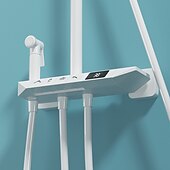 cheap Outdoor Shower Fixtures-Shower Faucet,Rainfall Shower Set Piano Digital Intelligent Brass Bathroom Faucets Hot Cold Waterfall Tap Rainfall Gray/White/Black Shower System
