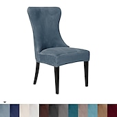 cheap Dining Chair Cover-Stretch Armless Wingback Chair Cover Armchair Cover Reusable Wingback Side Chair Velvet Slipcovers Accent Chair Covers for Dining Room Banquet Home Decor