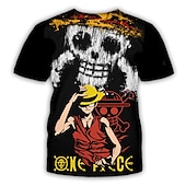 billige Tegneserie- og filmkaraktergrafikk-One Piece Monkey D. Luffy T-skjorte Anime Tegneserie Animé 3D 3D Harajuku Graphic Til Par Herre Dame Voksne Tilbake til Skolen 3D-utskrift