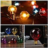 olcso LED szalagfények-G40 Globe Patio String Lights Kültéri 7,62m/25FT 25 Átlátszó Többszínű G40 Izzókkal Függőleges Belső és Külső String Lámpák a Hátsó Kert Bistro Piac Kerti Parti Dekorációhoz Fekete Dróton