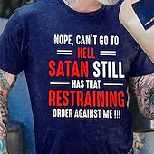 abordables T-shirt graphique pour hommes-Homme Graphique Lettre Non je ne peux pas aller en enfer T-shirt Style décontracté 100% Coton Manche Courte Graphique Chemise Noir Blanche Rouge T-shirt confortable Rue Occasionnel Vêtements de