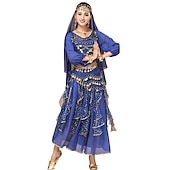 abordables vêtements apac-Femme Costume de danse du ventre Indien Fille indienne Mascarade Adultes Haut Jupe Casque Soirée