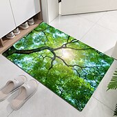 baratos tapetes para sala e quarto-Linda paisagem madeiras tecido de flanela impresso colchão de entrada para casa colchão colchão de banheiro colchão