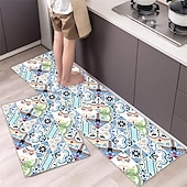 cheap Kitchen Rugs &amp; Mats-Boho Style Kitchen Mat Kitchen Rug Set of 2 Pcs,Perfect for Kitchen, Bathroom, Living Room, Soft, Absorbent Microfiber Material, Non-Slip, Easy Clean Machine Washable Floor Runner
