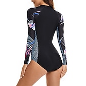 abordables Lycra de surf-Femme Maillot Anti UV Maillot de bain 1 pièce Protection solaire UV UPF50+ Respirable Manches Longues Le Maillot de corps Maillot de bain Zip sur le devant Natation Surf Plage Sports nautiques Imprimé