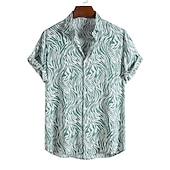 abordables Motif Animal-Homme Léopard Chemise Chemise boutonnée Manche Courte Mode Design Décontractées Extérieur Casual Vacances Eté Printemps Col rabattu Patchwork Imprimer Bouton bas Noir / Blanc Jaune Vert