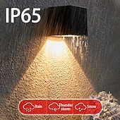 abordables Aplique de pared para exterior-2 uds., luces solares de pared, luz de valla exterior para jardín, patio, balcón, patio, villa, porche, decoración de patio, lámpara de pared impermeable de ambiente