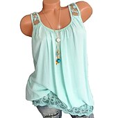 cheap Tank Tops &amp; Camis-Women&#039;s Plus Size Camisole Tank Top White Lace Shirt Basic Casual Solid Color Lace Patchwork Sleeveless Regular Tops Strapless Daily Going out Weekend Black White Pink Blue Green Summer