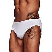 cheap Men&#039;s Briefs Underwear-Men&#039;s 1pack Basic Panties Briefs Print Cotton Antibacterial Leak Proof Pure Color Mid Waist Black White
