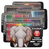 abordables Bolígrafos y lapiceros-180 lápices de colores profesionales, lápices de dibujo de 3,0 mm, paquete de caja de hojalata, juego de 180 colores de lápices de colores de madera para artistas adultos, regalo de regreso a la