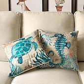 cheap Animal Style-1pc Throw Pillow Cover Ocean Tutle Animal Zipper Traditional Classic Outdoor Cushion for Sofa Couch Bed Chair