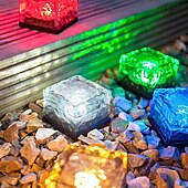 economico Luci paesaggistiche-Luci solari per pavimentazione in mattoni 2 pezzi per esterni a led cubetti di ghiaccio luce paesaggistica impermeabile per piastrelle da pavimento per giardino patio passaggio stagno decorazione