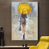 cheap People Paintings-Handmade Oil Painting Canvas Wall Art Decoration Figure Portrait Woman With Umbrella for Home Decor Rolled Frameless Unstretched Painting