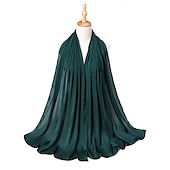abordables Écharpes-musulman écharpe froissé châle femmes abaya solide hijab ramadan hijabs pour femme abayas robe turban instantané écharpe