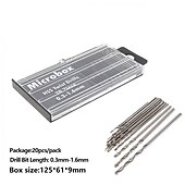 お買い得  ドリルビットセット-20本/セット0.3mm-1.6mmミニ高速度鋼ツイストドリルビットセットマイクロhssドリルビットセットケース付き