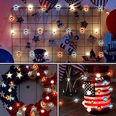 abordables Guirlandes lumineuses à piles-Guirlandes lumineuses à led 4m/10ft 40led décorations rouge blanc bleu guirlande lumineuse à piles fil de cuivre décorations patriotiques