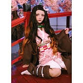 Χαμηλού Κόστους Κοστούμια Anime-Kamado Nezuko Anime Στολές Ηρώων Σύνολα Κιμονό Κοστούμια Cosplay Επίστρωση Εσώρουχα Επιγονατίδες Για Γυναικεία Ενήλικες