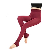 abordables Leggings forrados de forro polar-Mujer Pantalones de lana Medias Plano Media cintura Longitud total Negro Otoño invierno