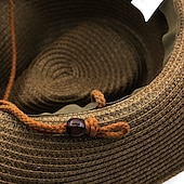 abordables Sombreros-Sombreros de vaquero para mujer, sombrero de paja panamá de estilo étnico, cinturón, sombreros occidentales decorados con vaca