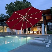 billige Soldrevet-solar terrasse paraply lys utendørs 104leds fairy string lys vanntett for hage hage camping dekorasjon fargerik julebelysning