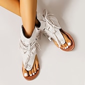 billiga Semester Sandaler-gladiatorsandaler i gul mocka med snörning för kvinnor med perforerad design, perfekt för sommarutflykter och strandsemester