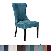 cheap Dining Chair Cover-Stretch Armless Wingback Chair Cover Armchair Cover Reusable Wingback Side Chair Velvet Slipcovers Accent Chair Covers for Dining Room Banquet Home Decor