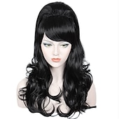 cheap Historical Wigs-Long Wavy Pink Wig Big Bouffant Beehive Wigs for Women fits 50s 80s Halloween Wigs
