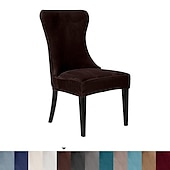 cheap Dining Chair Cover-Stretch Armless Wingback Chair Cover Armchair Cover Reusable Wingback Side Chair Velvet Slipcovers Accent Chair Covers for Dining Room Banquet Home Decor