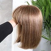 cheap Human Hair Capless Wigs-Short Pixie Cut Color Wigs 150% Brazilian Remy Straight Wig Human Hair Bob Wigs Fringe Wigs Human Hair Wigs For Black Women