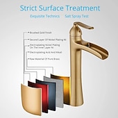 cheap Classical-Waterfall Bathroom Faucet, Rustic Nickel Single Handle One Hole Brass Waterfall Bathroom Sink Faucet with Hot and Cold Water