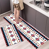 cheap Kitchen Rugs &amp; Mats-Boho Style Kitchen Mat Kitchen Rug Set of 2 Pcs,Perfect for Kitchen, Bathroom, Living Room, Soft, Absorbent Microfiber Material, Non-Slip, Easy Clean Machine Washable Floor Runner