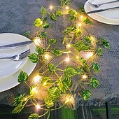 ieftine Alimentare Energie Solară-ghirlande solare de iederă artificială lumini suspendate pentru decorarea grădinii 2m 20 led-uri în aer liber ip65 frunze rezistente la apă lumini de zâne curte acasă balcon terasă vacanță nunta