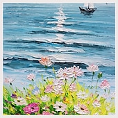 abordables Pinturas de paisajes-Pintura al óleo hecha a mano canvaswall arte decoración abstracta cuchillo pintura paisaje flores para decoración del hogar enrollado sin marco pintura sin estirar
