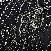 abordables Vestidos de los años 20-Rugido 20s 1920s Maxi Hasta el Tobillo Vestidos Vestido de noche Vestido de fiesta de graduación Normal Mangas cortas El gran Gatsby charlestón Invitado a la boda Lentejuelas Geométrico Corte